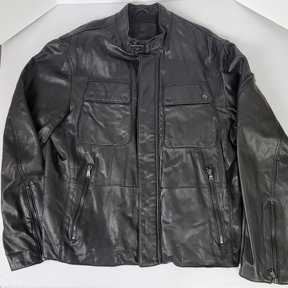 Express Black Genuine Leather Motorcycle Jacket Sz XL